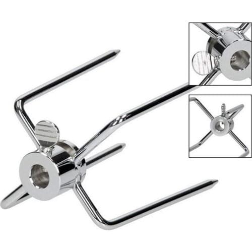 2Pcs 4 Prongs Stainless Steel Outdoor Barbecue Rotisserie Meat Forks BBQ Tool
