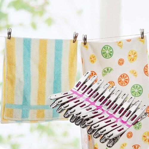 OTHERHOUSE 20Pcs Stainless Steel Clothes Pins Laundry Clips Strong Anti Wind Clothing Pegs Household Small Clothespin Clamp
