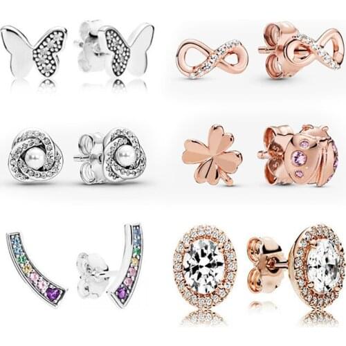 2020 Fashion New Original 1:1 Luminous Love Knot Infinite Bright Stud Earrings Collection Womens Party Jewelry Accessories