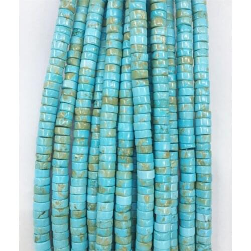 3*6mm Heishi Turquoise Genuine Gemstone Line Small Natural Stone Rondelle Seed Spacer Little Beads for Jewelry Bracelet Diy
