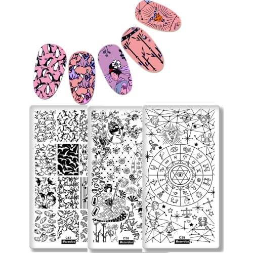 3Pcs/Set Cute Puppy Animal Constellation Design Nail Stamping Plate Japanese Style Nail Template Manicure Stencil Stamping Tools