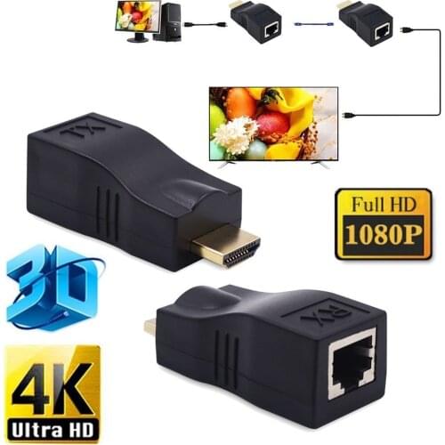 4K 3D HDMI-compatible 1.4 30M Extender to RJ45 Over Cat 5e/6 Network LAN Ethernet Adapter