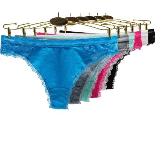 5 Pcs/Lots Women Panties Cotton G-String Underwear Fashion Thong Sexy Lace Ladies Soft Lingerie Low Rise Panties 87425