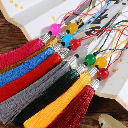8 Colors 14cm Metal Cap Beads Cotton Silk Tassels For DIY Handmade Clothing Curtain Home Decoration Jewelry Accessories