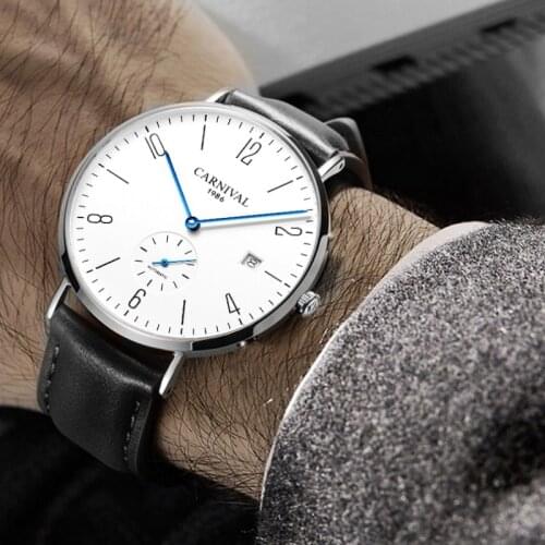 Fashion Mechanical Watch men self winding Switzerland CARNIVAL Sapphire Automatic Watch Luxury brand Calendar Waterproof Watches