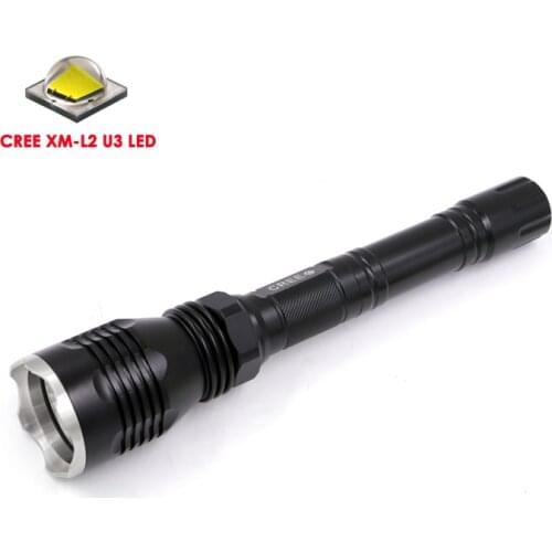 Light Up to 500Meters HS-802 CREE XML2 XM-L2 U3 1-Mode(on/off) LED Hunting Flashlight Torch power by 2 x 3.7V 18650 battery