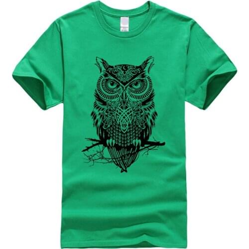 Mens T-shirt high quality100%cotton O Neck top quality casual short sleeve o-neck loose OWL printed men t shirt For Men