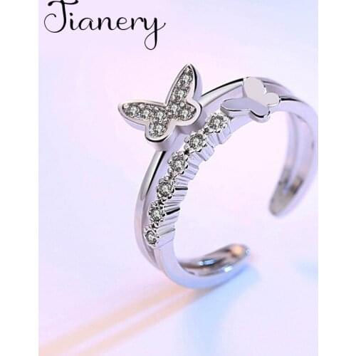 Hot Sale Bohemian New Charming Crystal Butterfly Rings For Women Fashion Open Finger Rings Female Boho Jewelry 2021