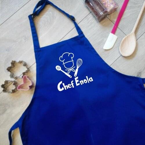 Personalized Kids Apron with Name Custom Children Chef Apron for Cooking Baking Painting Adjustable Strap to fit All Ages