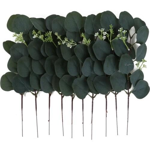 5pcs Eucalyptus Leaves Garland Branch Green Fake Plant Artificial Flower For Wedding Bouquet Home Decor DIY Party Wreath Supplie
