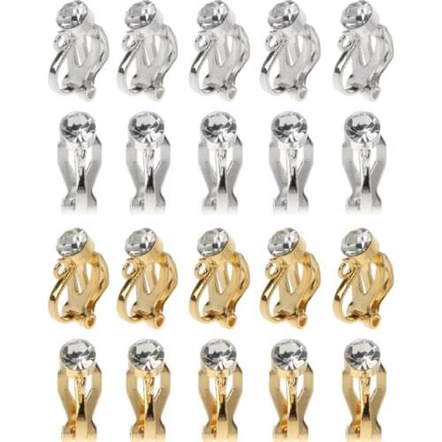 10Pcs Crystal Clip-on Earrings Converter with Easy Open Loop No Pierced Earring Clips Jewelry Making Jewelry Findings Accessory
