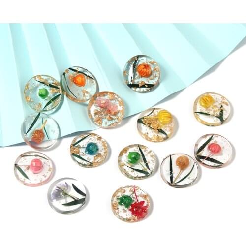 Round Resin Molds DIY Earring Accessories Jewelry Making Colorful Dry Flower Patch 20mm Diameter Gift for Girls