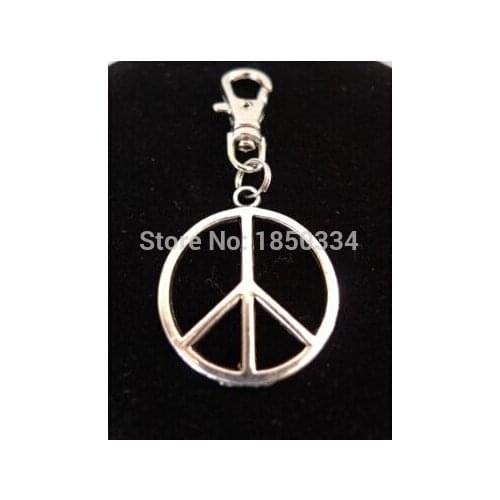 HOT 20PCS Fashion Vintage Silvers Beautiful Peace Sign Keychain Gifts Key Ring Fit DIY Key Chains Accessories Wholesale D28