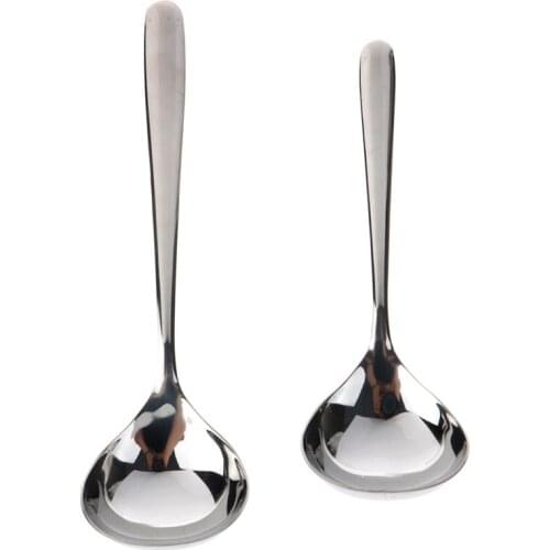 1 Pcs 17.5/20cm Stainless Steel Serving Spoons Chinese Cooking Meal Food Spoon Dinnerware Soup Spoon Deepen Thickened