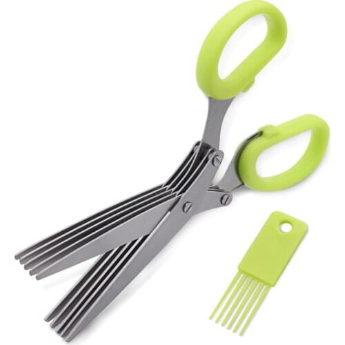 Multi-functional Stainless Steel Scissors For Kitchen Knives 5 Layers Sushi Scissors Shredded Scallion Cut Herb Spices Scissors