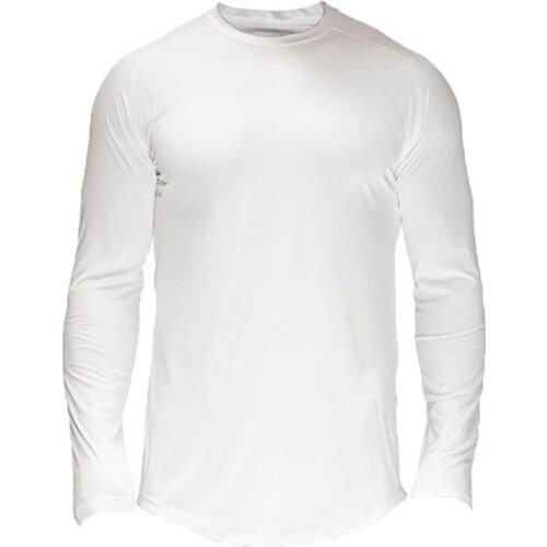Mens T-shirt Autumn Loose Round Neck Solid Color Quick-drying Breathable Long-sleeved Bottoming Shirt Mens Sports Tops
