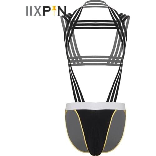 Mens Lingerie Body Shoulder Chest Harness Belt Strappy Bodysuit Underwear Thong Briefs for Lingerie Night Club Stage Performance