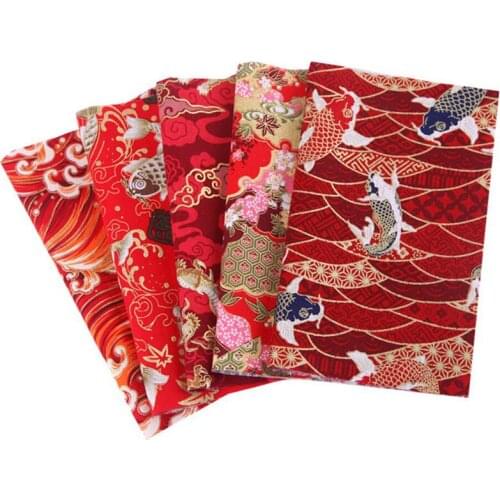 Japanese Cotton Fabric Flower Pattern 5Pcs Bundle For Patchwork Sewing Dolls & Bags Needlework Cloth Quilting Material 20X25Cm