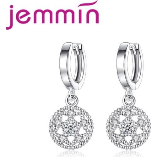 New Attractive Round 925 Sterling Silver Full Cubic Zirconia Gorgeous Noble Women Accessories Earrings Support Retail
