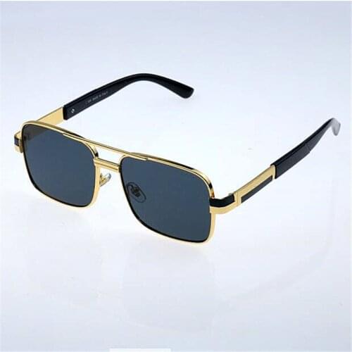 Full metal gold square glasses New rectangular sunscreen mirror Designer quality color changing mirror Outdoor leisure sunglasse