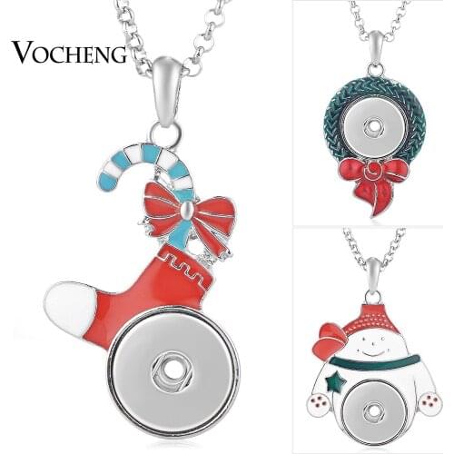 Christmas Gift Necklace Vocheng Ginger Snap Button Jewelry 18mm 6 Styles Painted Design with Stainless Steel Chain NN-540