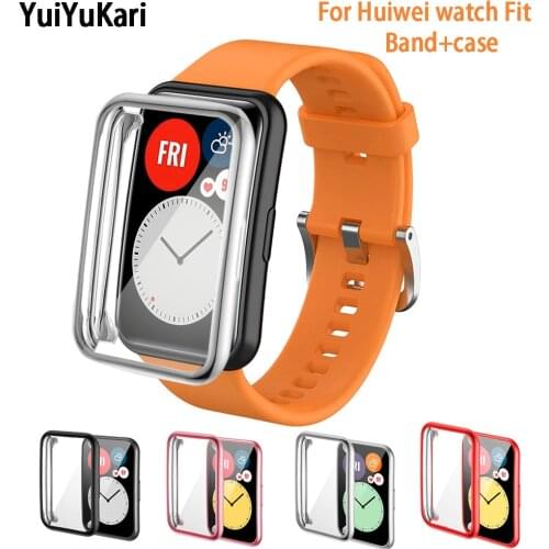 Silicone band+case For Huawei Watch FIT Strap Smartwatch Accessories cover Wristband Belt bracelet Huawei Watch fit 2020 strap