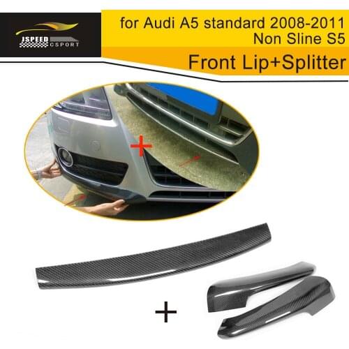 Carbon Fiber Front Bumper Lip Spoiler Wing With Side Diffuser Splitter for Audi A5 standard 2 4 Door 2008-2011 Non Sline S5