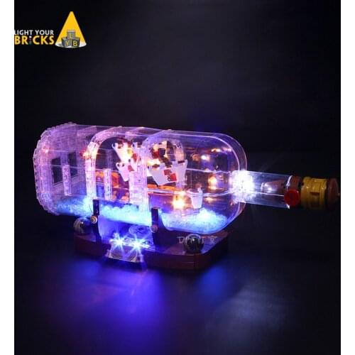 Led Light Set For Ideas Serie 16051 creator ship in a Bottle 21313 Building Blocks Bricks(only LED light)