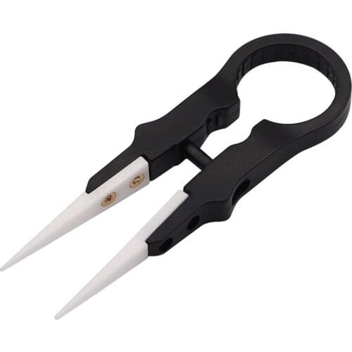 Heat Resistant DIY Multifunctional Screwdriver Pointed Tip Ceramic Tweezers Stainless Steel Handle