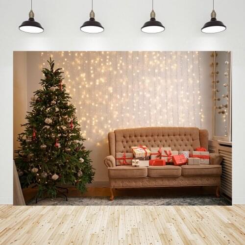Christmas Tree Light Photographic Backgrounds Vinyl Backdrops Photo Studio for Photo Shoot Children Baby Family Photobooth Decor