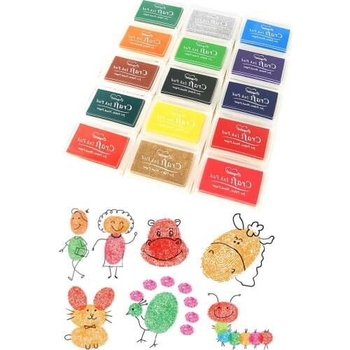 15 Colors Funny Washable Painting Graffiti Inkpad Ink Pad Cushion Stamp for Children DIY Finger Printing Scrapbooking Journal