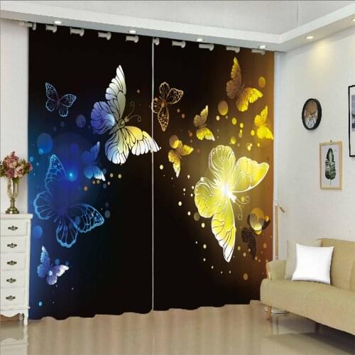 Butterfly Print Window Curtains for Bedroom Living Room Print Windows Drapes Bohemian Room Decor Cortinas