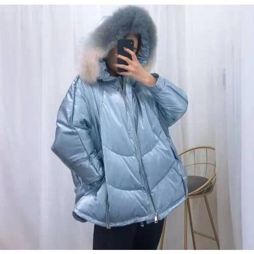 Winter women coat 2021 thick warm outerwear hooded with real fox fur collar down jacket plus size coats parka real fur clothing