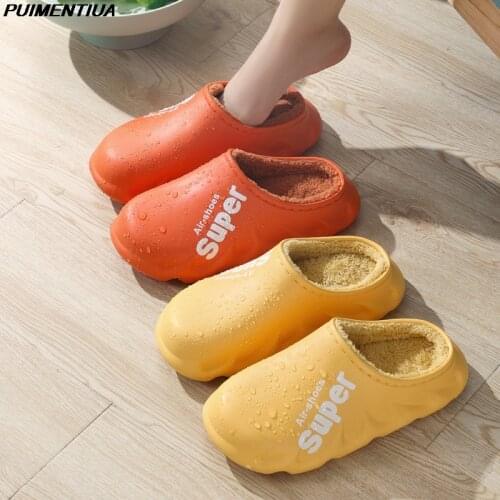 Winter Slippers Warm Men Shoes Waterproof Women Couples Non-Slip Plush Cotton Indoor Outdoor Cozy Home Autumn Thick Heels