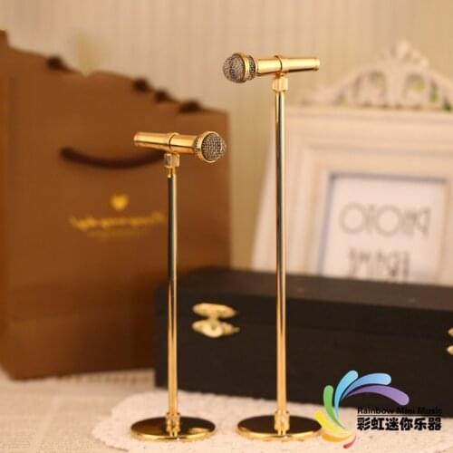 1/6 puppet musical instrument accessories mini copper gold-plated microphone microphone model adjustable height