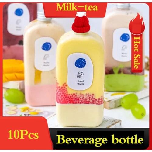 10pcs Bottles Cool Drinks Milk Tea Bottle Plastic Bottle Beverage Bottle Tea Cup Milk Tea Coffee Beverage Shop Take Away Bottles