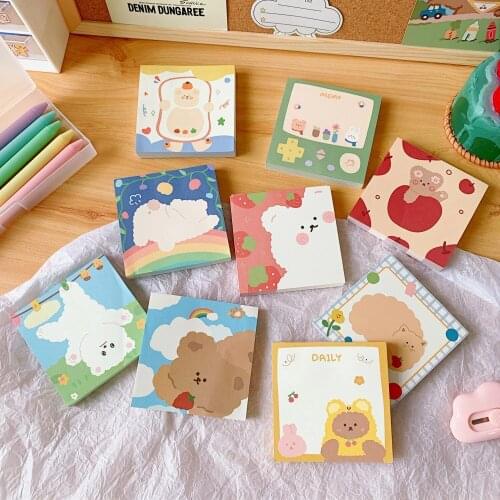 100 Sheet Cute Cartoon Bear Pad Small Electronics Amateur Account Can Tear Memo Message Notebook Memo Sheets Kawaii Stationery