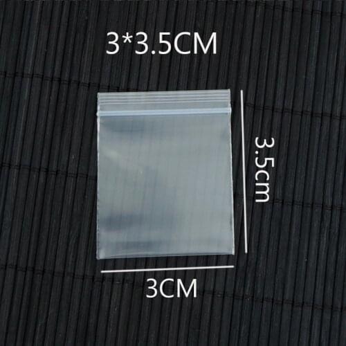 100pcs ziplock Poly Bags 3cmx3.5cm /1.2inch x 1.37inch jewelry display Packaging Accessories Packages Packing Mini Plastic Bags