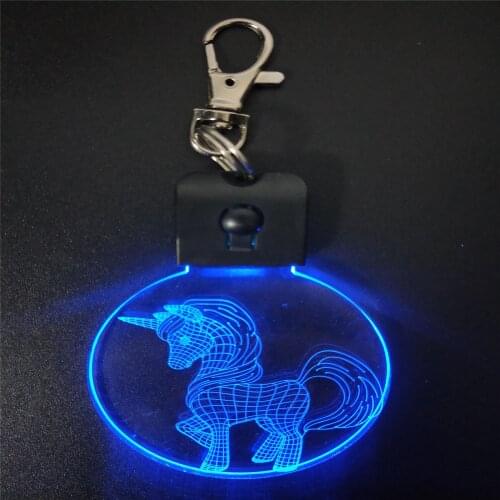 Unicorn Keychain Shape 3D Arylic Night Light LED Magical Table Lamp Lighting Colors Decoration Gift With li Battery Dropshipping