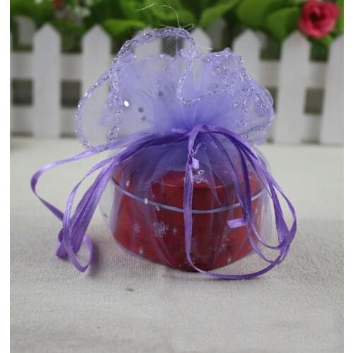 500pcs diameter 26cm purple Round Sachet Organza Bag Drawstring jewelry packaging bags for Wedding/gift/food/candy/Christmas