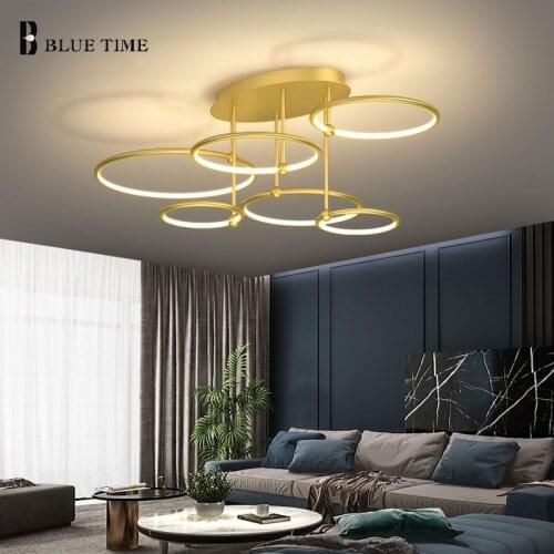 6 Rings 7 Rings Modern Led Chandelier Lights For Living room Dining room Bedroom Metal Ceiling Chandelier Lamp Fixture 110V 220V