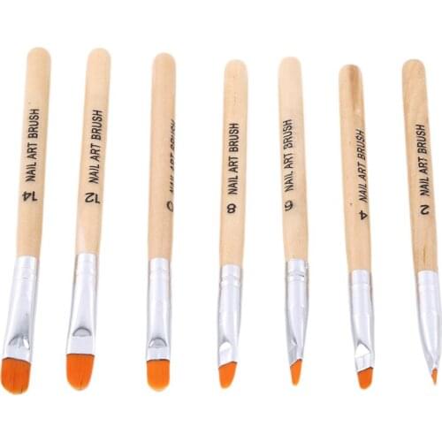 7pcs Nail Art Manicure Tools New Round Top Acrylic Poly UV Gel Extension Builder Coating Builder Flower Painting Drawing Brush