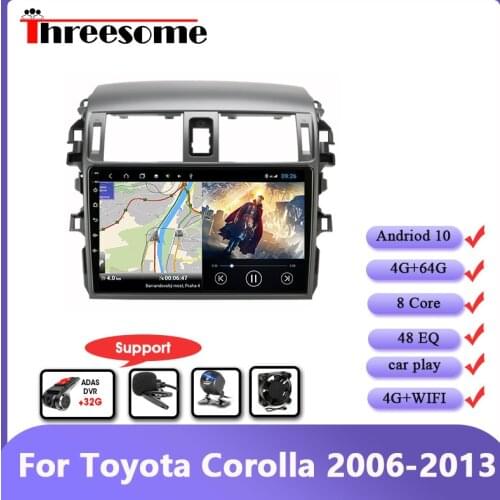 9" Android 10.0 2Din Car Radio For Toyota Corolla E140/150 2006-2013 4G+64G Multimedia Player Navigation 4G+WIFI GPS RDS Carplay
