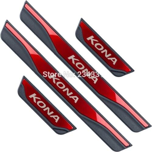 For Hyundai KONA 2018-2020 Stainless Car Door Sill Scuff Plate Kick Panel Cover Guard Pedal Protector Trim Car Styling Accessory