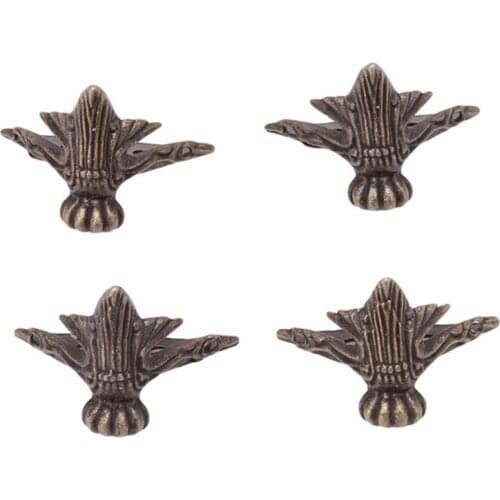4pcs/set Antique Brass Jewelry Chest Wood Box Decorative Feet Leg Corner Protector Vintage Decoration Furniture Accessories