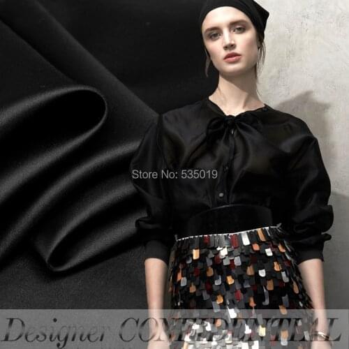 Black fashion high quality eucken slopwork silk sericiculture silk clothes fabric cloth Organza silk fabric