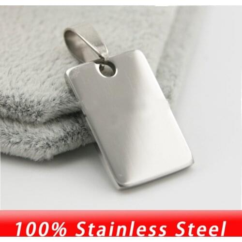 316L Stainless Steel Blank 15x23mm Rectangle Dog Tags For Men Metal ID Tags Necklaces & Pendants Mirror Polished Wholesale 50pcs