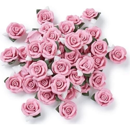 20pcs Pink Flower Porcelain Cabochons China Clay Beads for jewelry Accessories DIY Making, 23~25x20.5~21x10~11mm F70