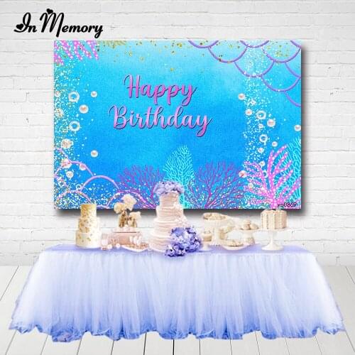InMemory Underwater Mermaid Theme Party Backdrop For Photography Coral Bubble Fish Scales Girls Birthday Backgrounds Custom