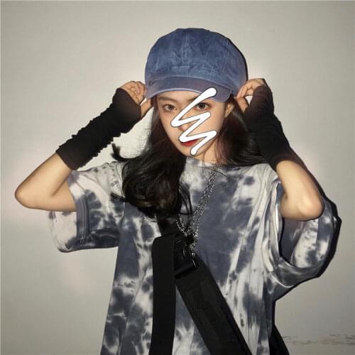 Tie-dyed short-sleeved T-shirt womens summer new loose Korean Harajuku ins Joker tide womens half sleeve tops are cool